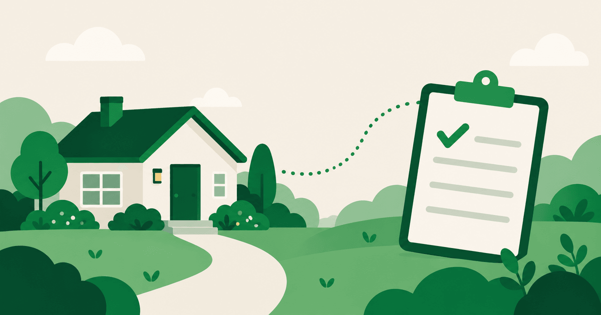 Illustration of a house and a checklist, representing deciding whether a home needs a license.